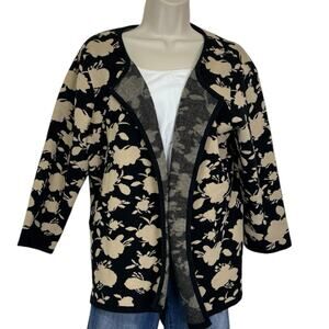 Coldwater Creek Printed Open Cardigan Black and Tan Size XL